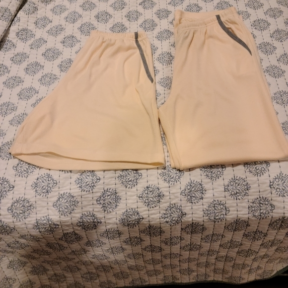 Bocoo pants and shorts. Poly & cotton, size large. Pale yellow with grey piping. - Picture 2 of 16